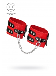 Красно-черные мягкие оковы с двумя ремешками с люверсами - Pecado - купить с доставкой в Подольске