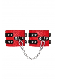 Красно-черные мягкие оковы с двумя ремешками с люверсами - Pecado - купить с доставкой в Подольске