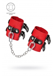 Красно-черные мягкие наручники с двумя ремешками с люверсами - Pecado - купить с доставкой в Подольске