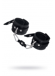 Черные двухслойные наручники с белой строчкой - Pecado - купить с доставкой в Подольске