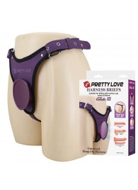 Фиолетовые трусики харнесс с платформой Caludio III - Baile - купить с доставкой в Подольске