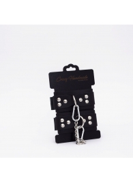 Черные кожаные наручники с регулируемыми ремешками - Crazy Handmade - купить с доставкой в Подольске