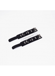 Черные кожаные наручники с регулируемыми ремешками - Crazy Handmade - купить с доставкой в Подольске