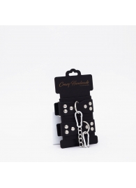 Черные кожаные оковы с регулируемыми ремешками - Crazy Handmade - купить с доставкой в Подольске