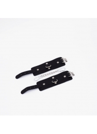 Черные кожаные наручники с хромированной фурнитурой - Crazy Handmade - купить с доставкой в Подольске