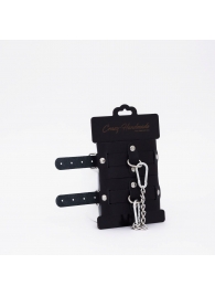 Черные кожаные оковы с хромированной фурнитурой - Crazy Handmade - купить с доставкой в Подольске