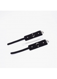 Черные кожаные оковы с хромированной фурнитурой - Crazy Handmade - купить с доставкой в Подольске
