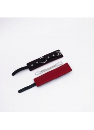 Черно-красные кожаные наручники - Crazy Handmade - купить с доставкой в Подольске