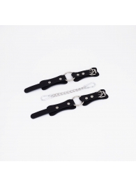 Черные кожаные наручники с кольцом - Crazy Handmade - купить с доставкой в Подольске