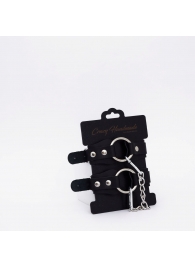 Черные кожаные оковы с кольцом - Crazy Handmade - купить с доставкой в Подольске