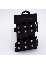 Черные кожаные наручники из звеньев - Crazy Handmade - купить с доставкой в Подольске