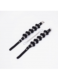 Черные кожаные наручники из звеньев - Crazy Handmade - купить с доставкой в Подольске