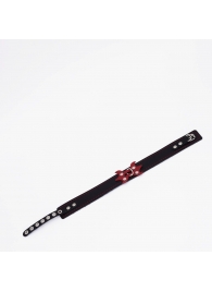 Черный ошейник с красным декором и строчкой - Crazy Handmade - купить с доставкой в Подольске