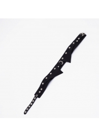 Черный однослойный кожаный ошейник с имитацией воротничка - Crazy Handmade - купить с доставкой в Подольске