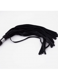 Черный кожаный флоггер со стальной ручкой - 45 см. - Crazy Handmade - купить с доставкой в Подольске