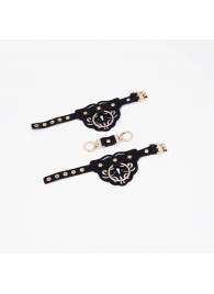 Черные наручники с золотистой фурнитурой - Crazy Handmade - купить с доставкой в Подольске