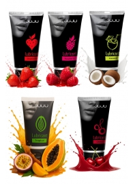 Набор из 5 съедобных лубрикантов JUJU (клубника, малина, тропические фрукты, вишня, кокос) - JuJu - купить с доставкой в Подольске