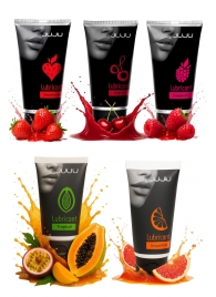 Набор из 5 съедобных лубрикантов JUJU (клубника, малина, тропические фрукты, вишня, грейпфрут) - JuJu - купить с доставкой в Подольске