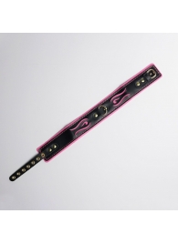 Черно-розовый ошейник с золотистой фурнитурой - Crazy Handmade - купить с доставкой в Подольске