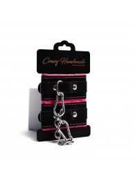 Черно-розовые скругленные наручники с мягкой подкладкой - Crazy Handmade - купить с доставкой в Подольске