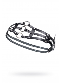 Черный кожаный пояс с кольцами - Pecado - купить с доставкой в Подольске