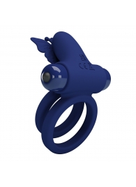 Синее эрекционное кольцо с вибростимуляцией клитора - Baile - в Подольске купить с доставкой