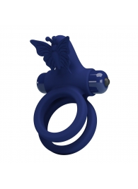 Синее эрекционное кольцо с вибростимуляцией клитора - Baile - в Подольске купить с доставкой