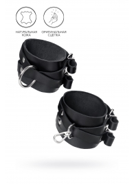 Черные кожаные оковы с двумя перекрёстными ремешками - Pecado - купить с доставкой в Подольске