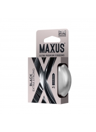 Черные утолщенные презервативы MAXUS Extra Strong с железным кейсом - 3 шт. - Maxus - купить с доставкой в Подольске