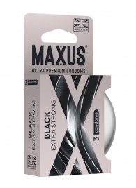 Черные утолщенные презервативы MAXUS Extra Strong с железным кейсом - 3 шт. - Maxus - купить с доставкой в Подольске