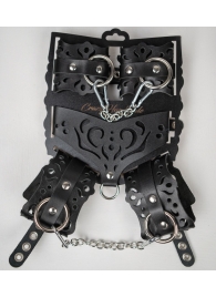 Черный ажурный кожаный набор фиксаций - Crazy Handmade - купить с доставкой в Подольске