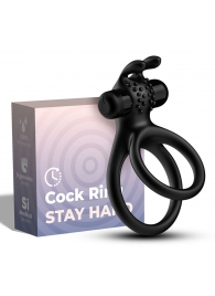 Черное эрекционное виброкольцо с подхватом мошонки Stay Hard - Boys of Toys - в Подольске купить с доставкой