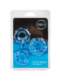 Набор из 3 синих эрекционных колец с различным рельефом - Erowoman-Eroman - в Подольске купить с доставкой