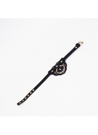 Черный чокер с клепками и золотистой фурнитурой - Crazy Handmade - купить с доставкой в Подольске