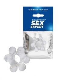 Прозрачное эрекционное кольцо с 6 стимулирующими шариками - Sex Expert - в Подольске купить с доставкой