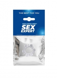 Прозрачное эрекционное кольцо с шариками и шипами - Sex Expert - в Подольске купить с доставкой