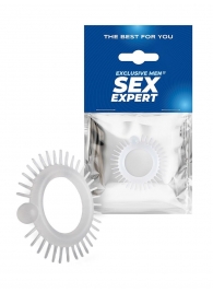 Эластичное эрекционное кольцо с шипиками и шариком - Sex Expert - в Подольске купить с доставкой