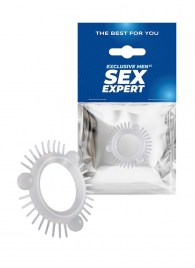 Эластичное эрекционное кольцо с 3 шариками и шипами - Sex Expert - в Подольске купить с доставкой