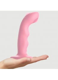 Розовая насадка-стимулятор Strap-On-Me Tapping Dildo Wave - Strap-on-me - купить с доставкой в Подольске