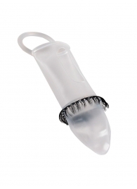 Закрытая насадка на пенис с подхватом мошонки и стимулирующими «ресничками» - Sextaz - в Подольске купить с доставкой