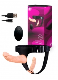 Женский страпон с 2 насадками, вибрацией и пультом ДУ - Erowoman-Eroman - купить с доставкой в Подольске