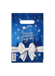 Сине-белый подарочный новогодний пакет с вырубной ручкой (20х30 см) - Сима-Ленд - купить с доставкой в Подольске