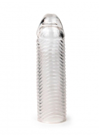 Прозрачная закрытая насадка на пенис с ребрышками - 16 см. - Sex Expert - в Подольске купить с доставкой