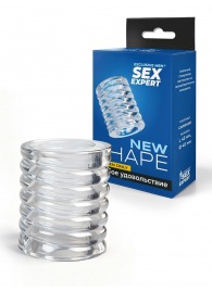 Прозрачная сквозная насадка на пенис с ребрышками - Sex Expert - в Подольске купить с доставкой