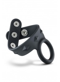 Черное эрекционное кольцо с подхватом мошонки на кнопках VS6 - Blush Novelties - в Подольске купить с доставкой
