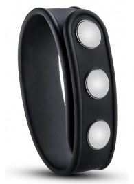 Черное эрекционное кольцо на кнопках - Blush Novelties - в Подольске купить с доставкой