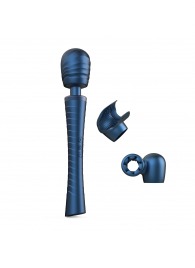 Синий вибромассажёр с насадками Man.wand Edgy - Manwan - в Подольске купить с доставкой