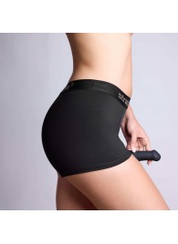 Черные трусики-боксеры для фиксации насадок Strap-on-me Harness Lingerie Allure - size XS - Strap-on-me - купить с доставкой в Подольске