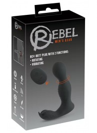 Черная анальная пробка с вибрацией, вращением и пультом ДУ RC Butt Plug with 2 Functions - Orion - в Подольске купить с доставкой