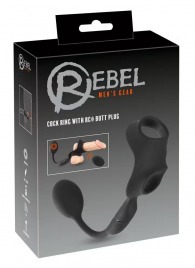 Черное виброкольцо с анальной пробкой Cock Ring with RC Butt Plug - Orion - в Подольске купить с доставкой